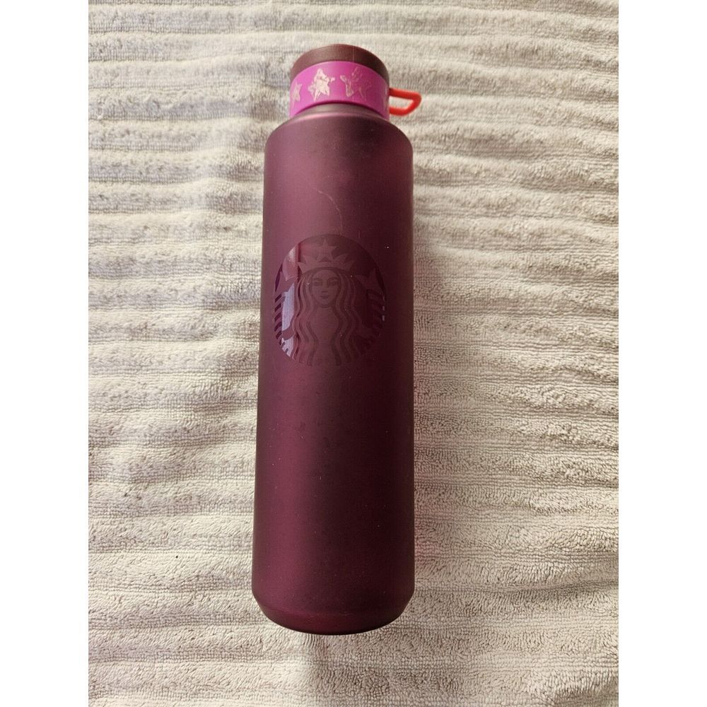 Starbucks 'Tritan Siren Soft Touch'‎ Frost Purple/Maroon Strap Water Bottle 2022